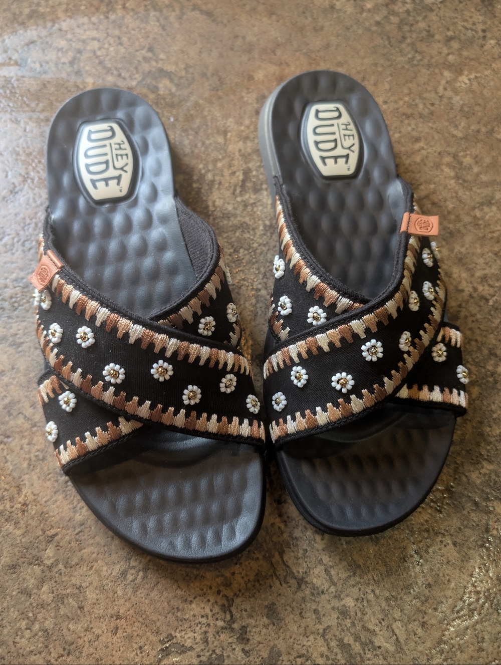 Hey Dude Hey Dude Christi Slide Embroidered Black Sz. 8